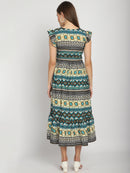 Multi Abstract Printed Fit and Flare Maternity Maxi Dress