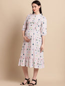 Multi Abstract Printed Maternity Midi Dress