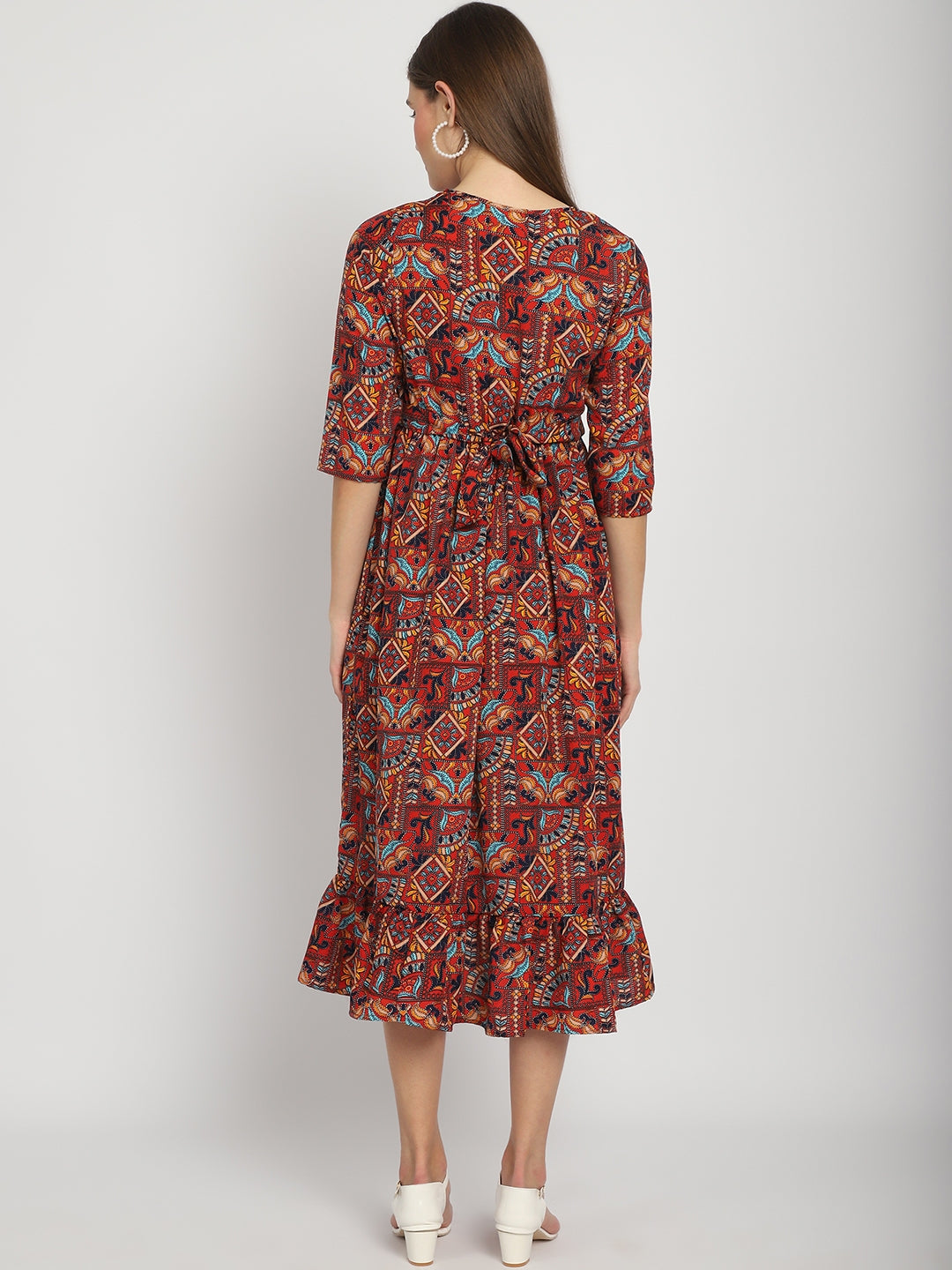 Multi Indian Printed Fit and Flare Maternity Maxi Dress Feel Clath Multi Indian Printed Fit and Flare Maternity Maxi Dress Feel Clath