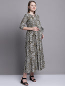 Olive Animal Printed Maternity Maxi Dress