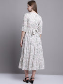 Off White Floral Printed Maternity Midi Dress