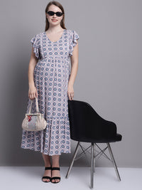 Lavender Abstract Printed Maternity Midi Dress