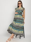 Multi Abstract Printed Fit and Flare Maternity Maxi Dress