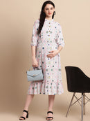 Multi Abstract Printed Maternity Midi Dress